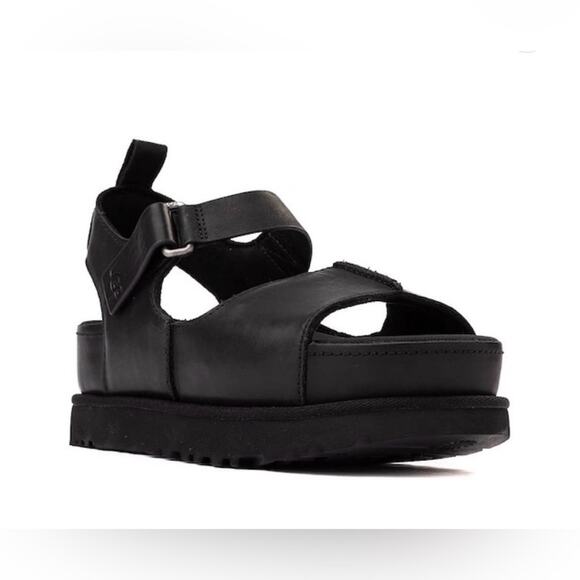 UGG Shoes - NEW UGG® BLACK PLATFORM VELCRO LEATHER GOLDENSTAR HI SANDALS SZ 9